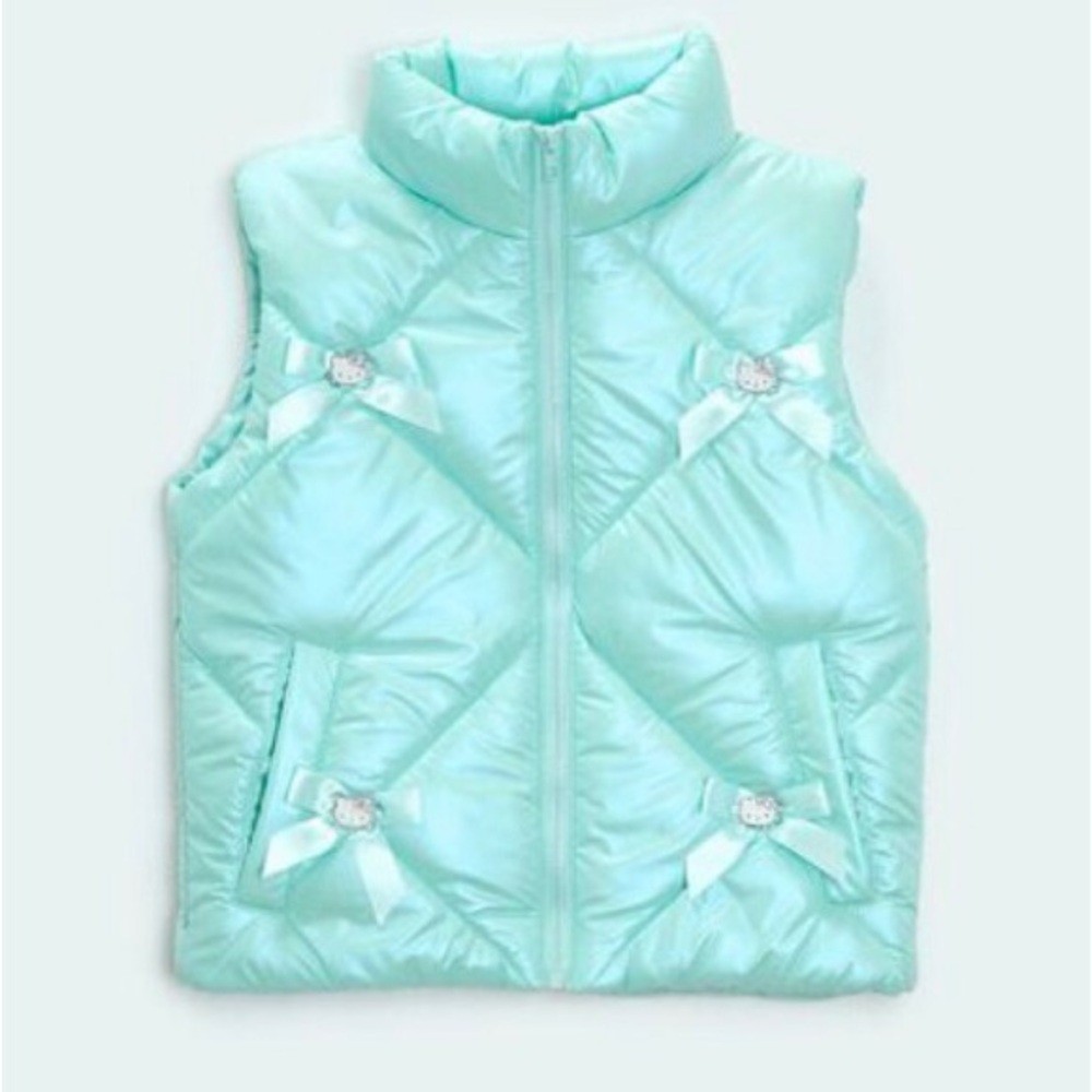 Forever 21 Hello Kitty Kids Light Blue / Mint Puffer Vest - size 13 / 14